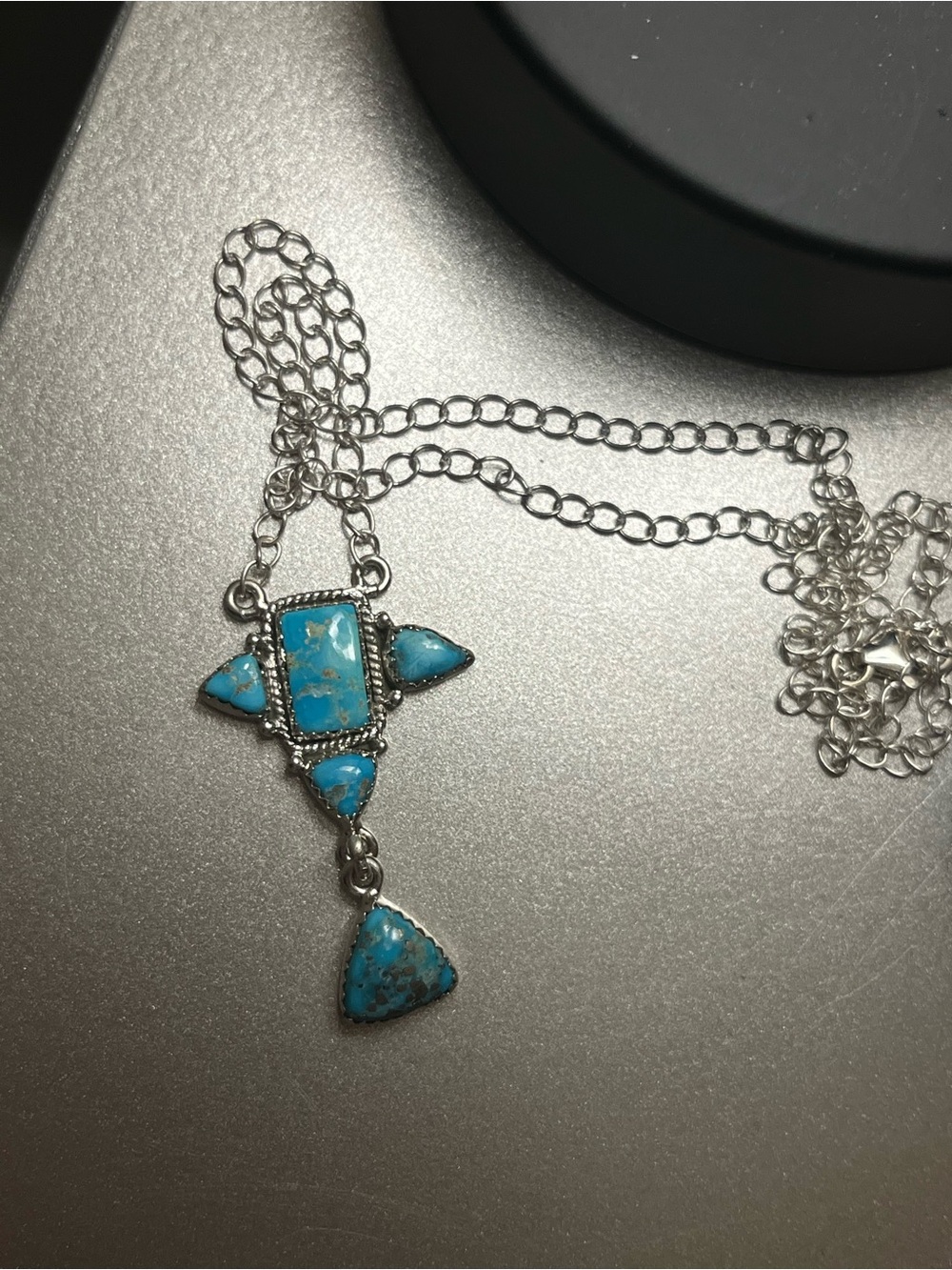 Blue Bird Turquoise Pendant Necklace Sterling Silver - southwestern style
